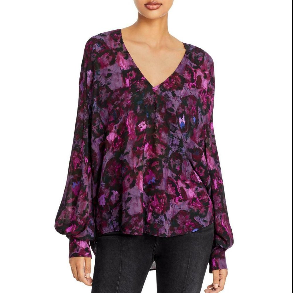 IRO Purple and Pink Floral Blouse